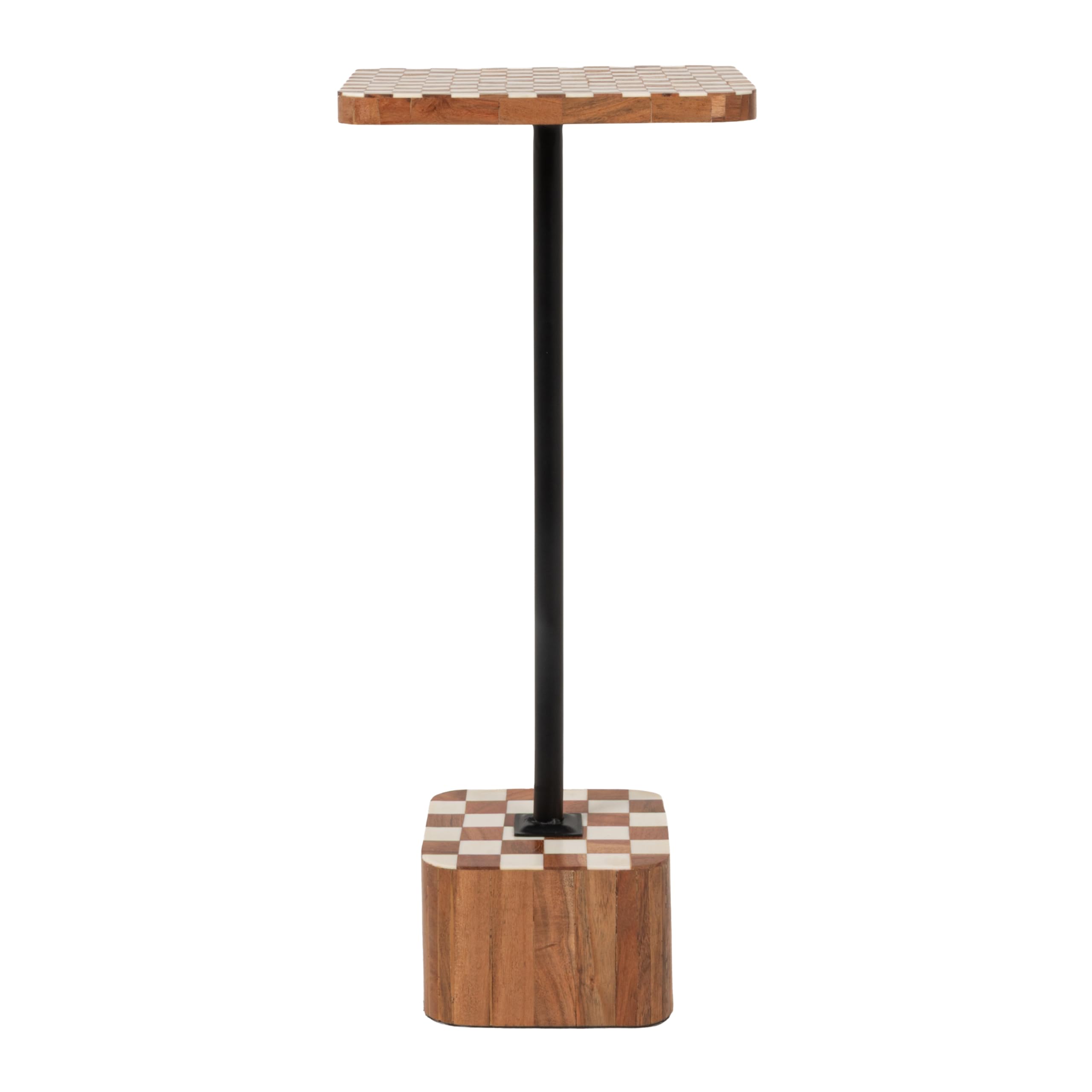 Creative Co-Op Wood Checkered Accent Table
