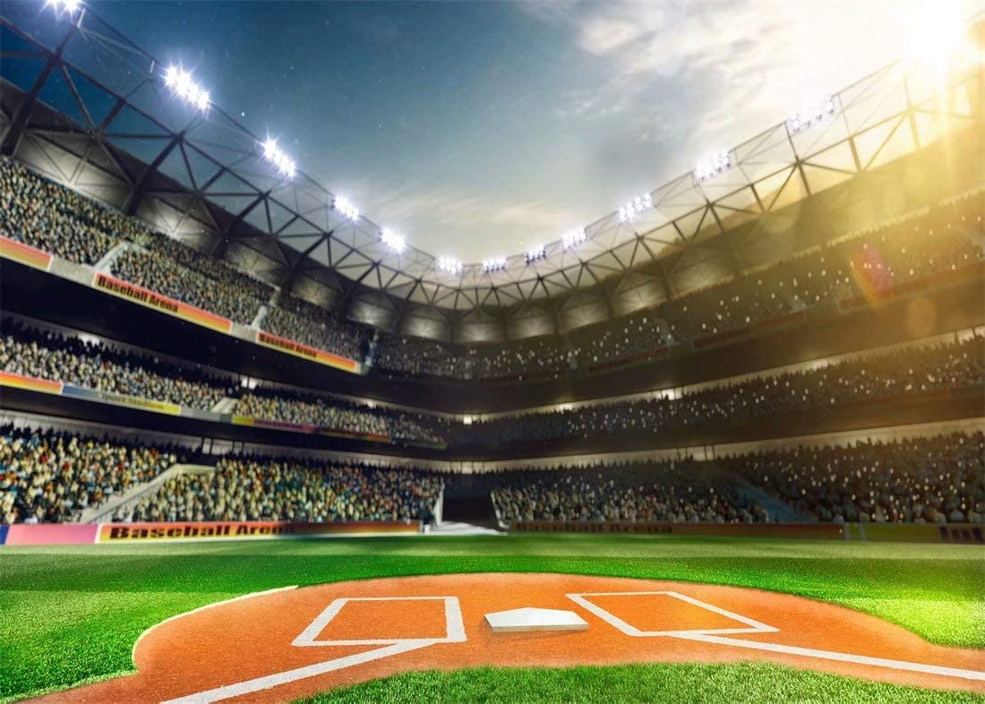 BELECO7x5ft Fabric Baseball Backdrop Bootball Stadium Photography Backdrop for Birthday Party Decoration Games Photo Background Props
