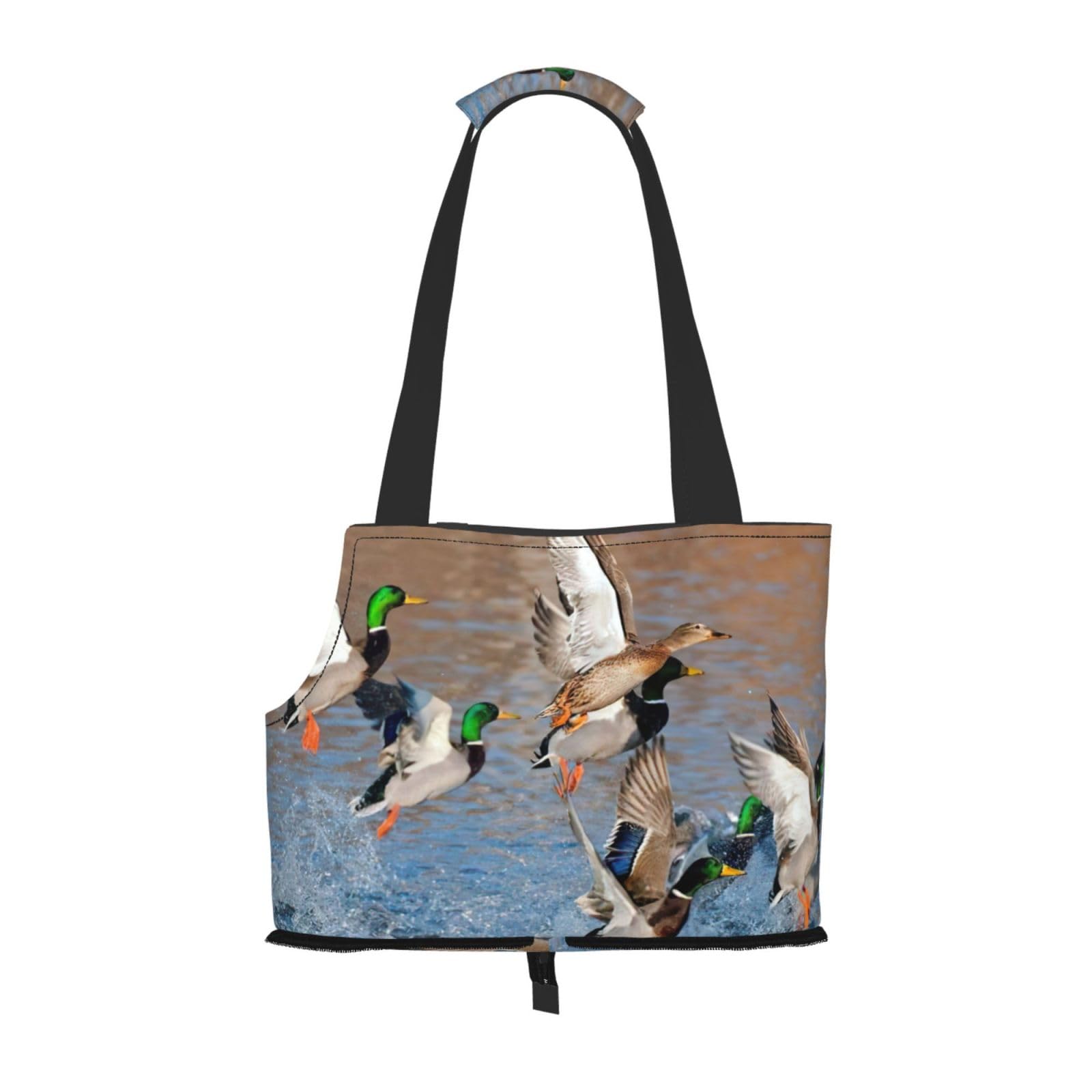 Sac de transport pour chats et petits chiens motif canards colverts confortable