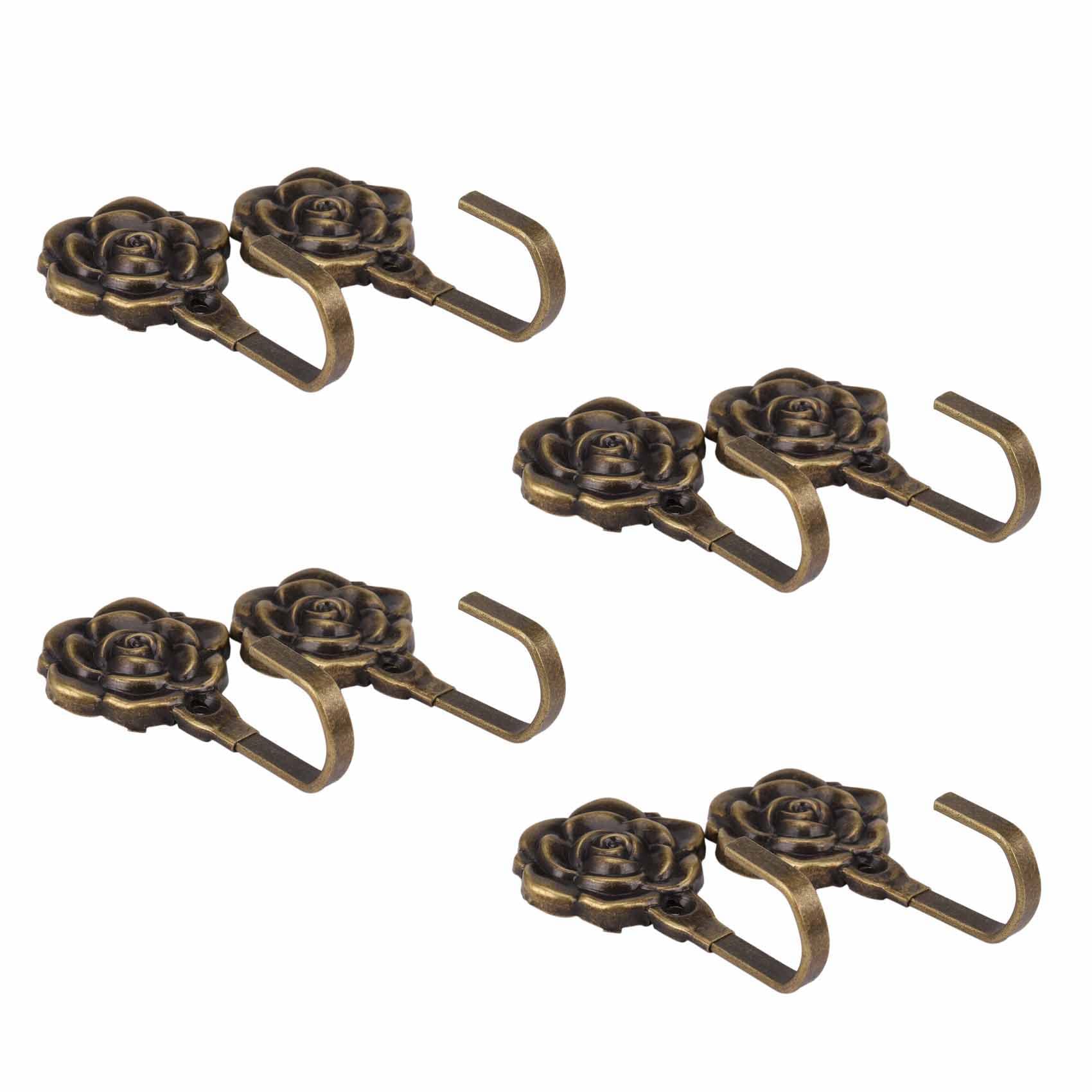 Lbvzxkad 8Pcs Metal Rose Flower Cortina Tie Back Tieback Titulares de Pared Decoración