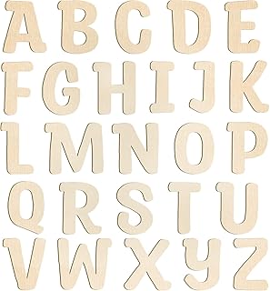 She Love 6 inch Wooden Letters 26Pcs Wooden Alphabet Letter for Crafts Unfinished Wood Letters for Home Wall Decor Kids Arts Painting DIY Learning