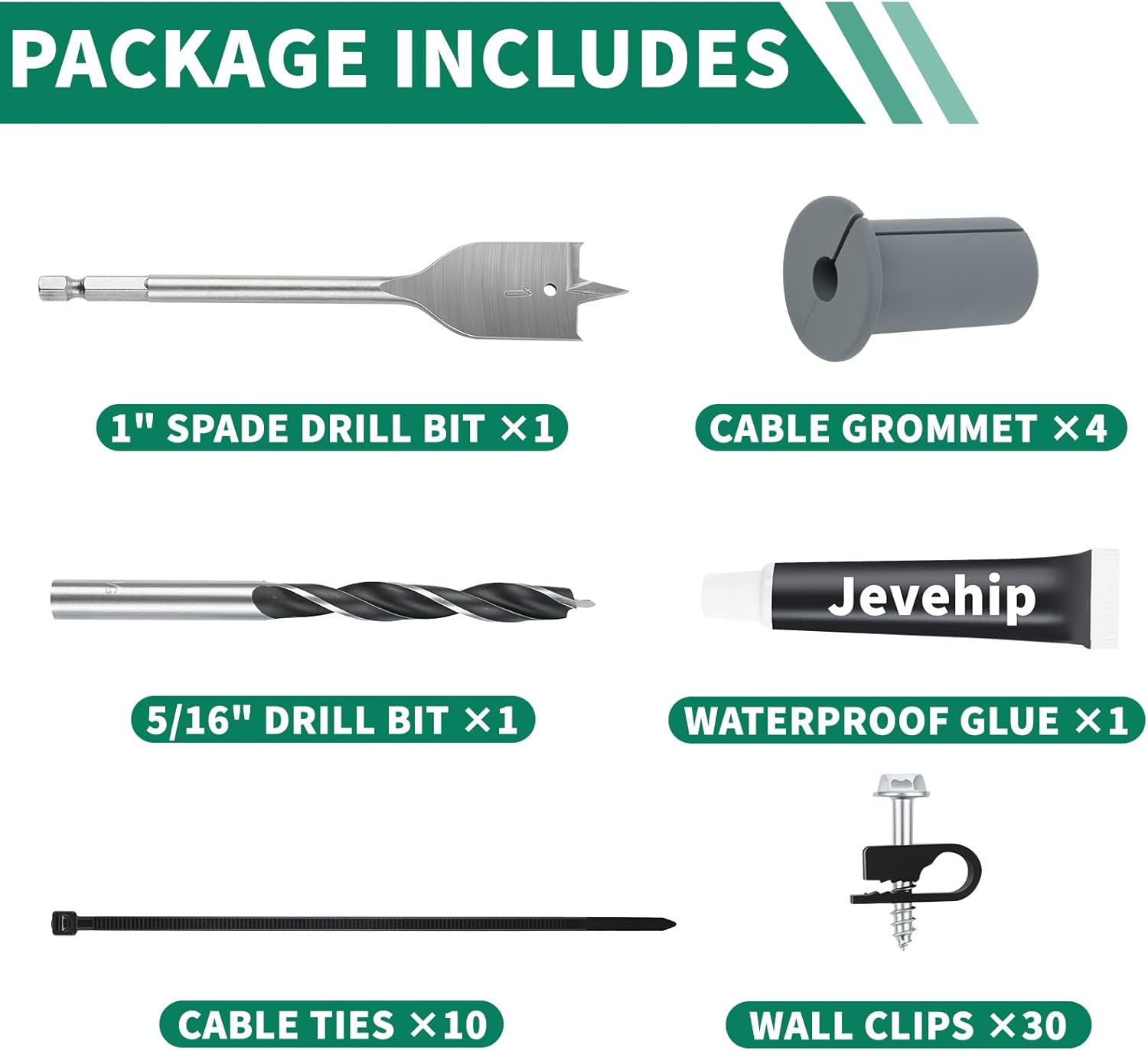 Cable Routing Kit for Starlink, 3/4" Wall Pass Through Grommet Kit with 1″ and 5/16″ Drill Bit, Wall Wire Clips, Cable Ties, Compatible with Starlink Gen 2/3 Mini & Dish Ethernet Installation