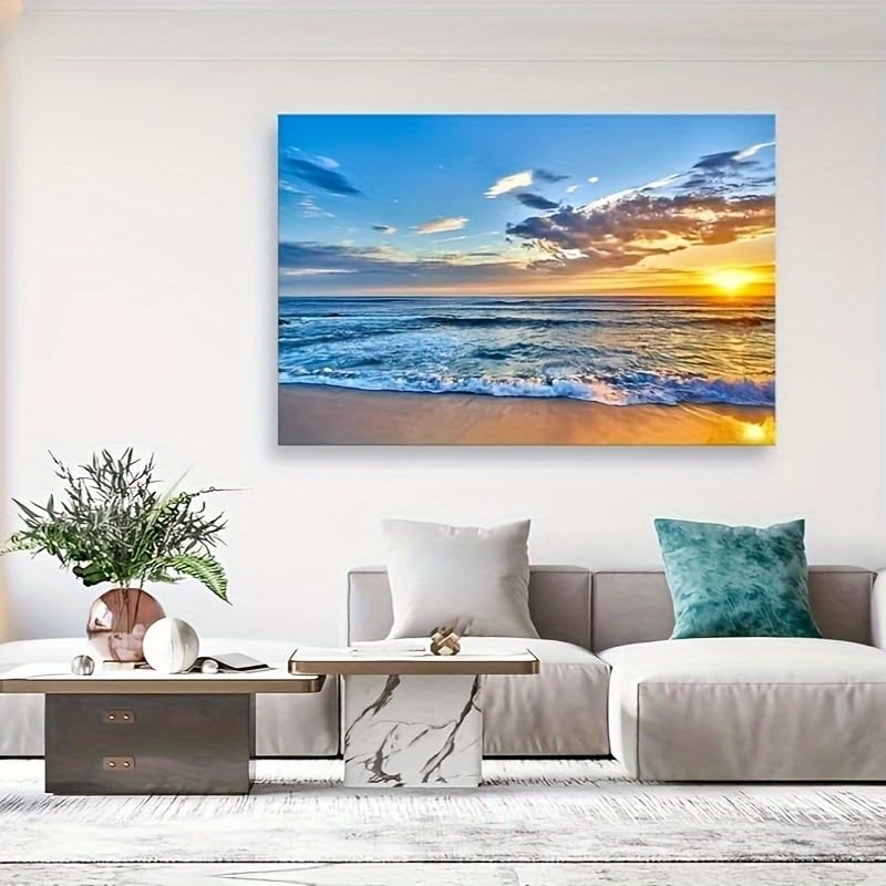 GLWDMH Dipinto murale con tramonto sul mare, stampe su tela e poster, quadri murali per soggiorno e camera da letto（Non incorniciato）
