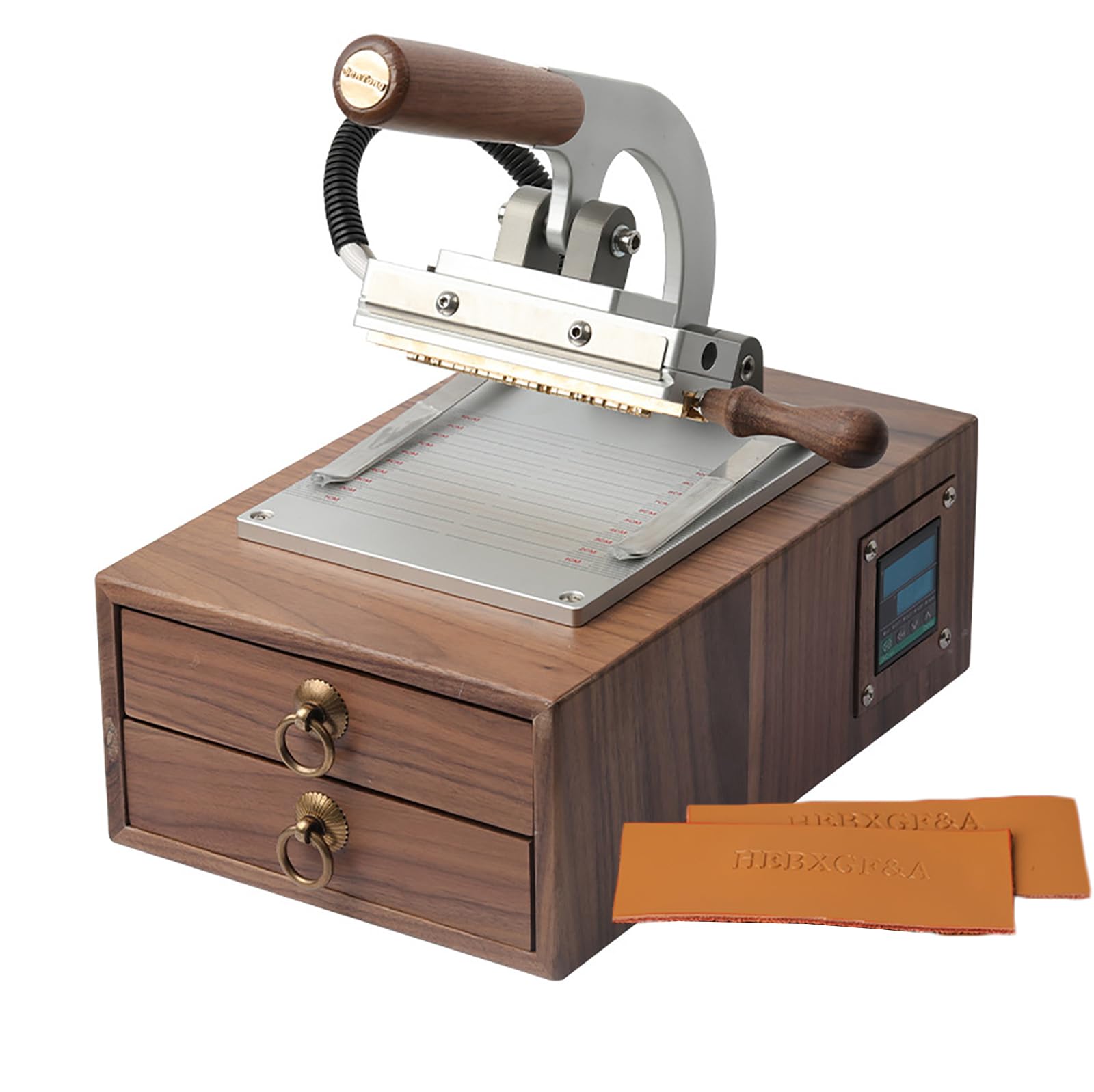 Macchina per goffratura in pelle per stampa a caldo, 62 stampi mobili, display digitale, temperatura regolabile 0-240 ℃, alta precisione per artigianato e borse