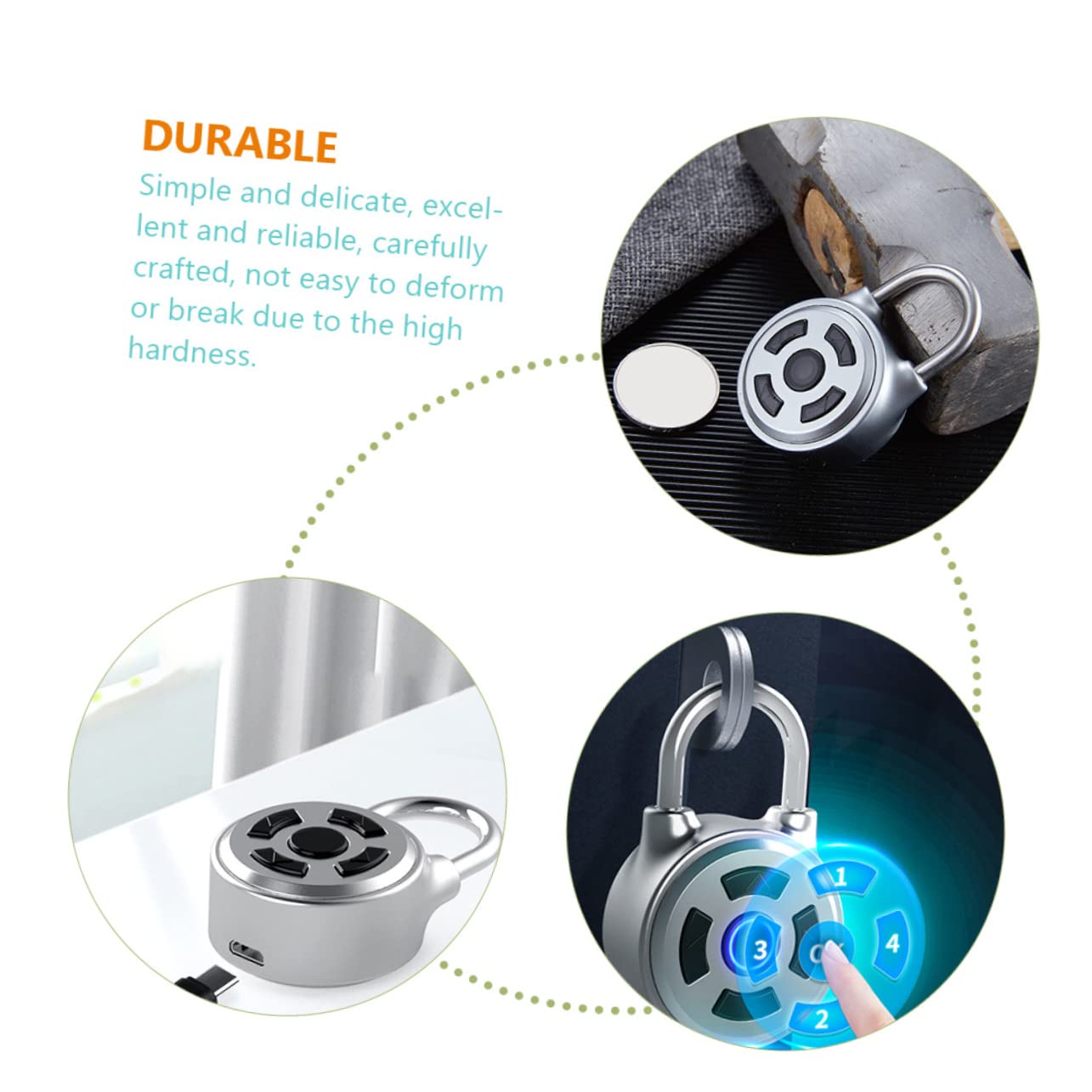 Veemoon Cadenas Intelligent sans Fil pour Casier de Gym Serrure Électronique à Déverrouillage Mobile Design Électrolytique Eau à Usure