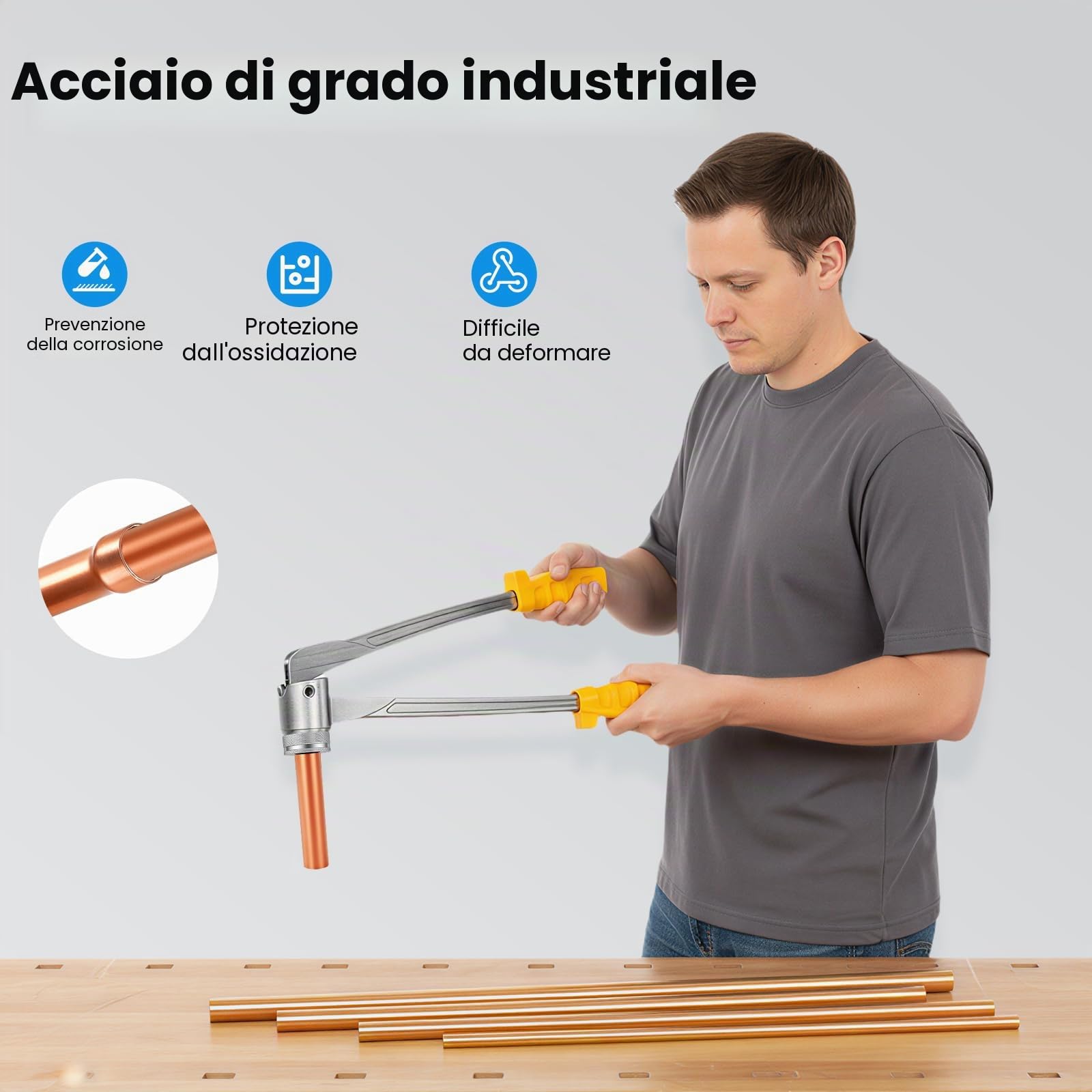 Set espansore manuale per tubi sanitari da 10 mm a 28 mm, teste in metallo e rame, set di espansione per tubi, set espansore manuale per tubi da 0,4-1,1 pollici, espansore per tubi