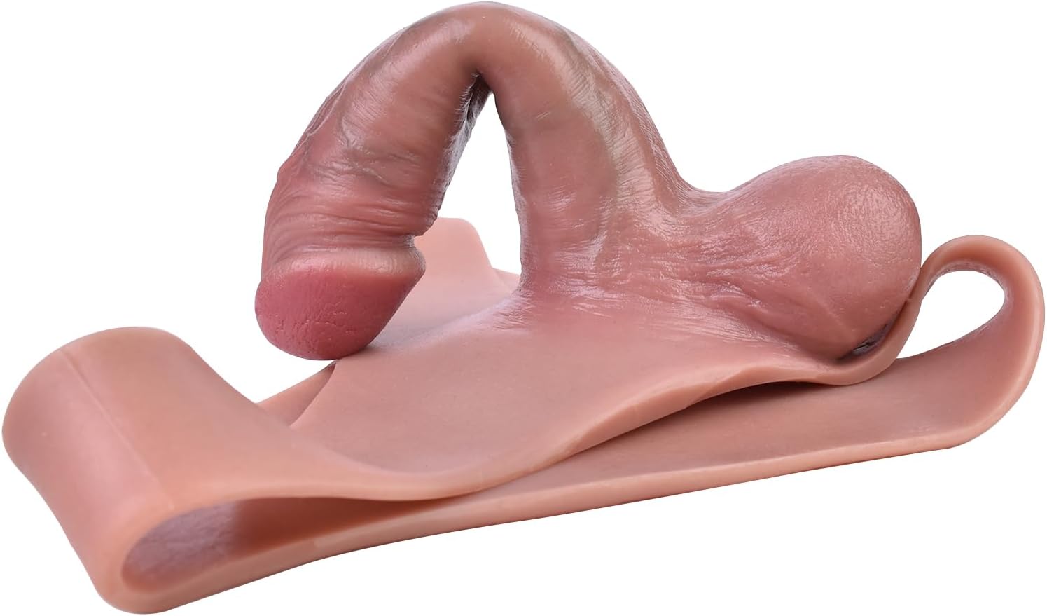 7.5 inch Strapless Strap on Dildo Hollow Underwear Dildo Hollow Silicone Sleeve with Textures, Silicone Wearable Elastic Panty Dildo Adult Sex Toy for Men Couples, Skin Color