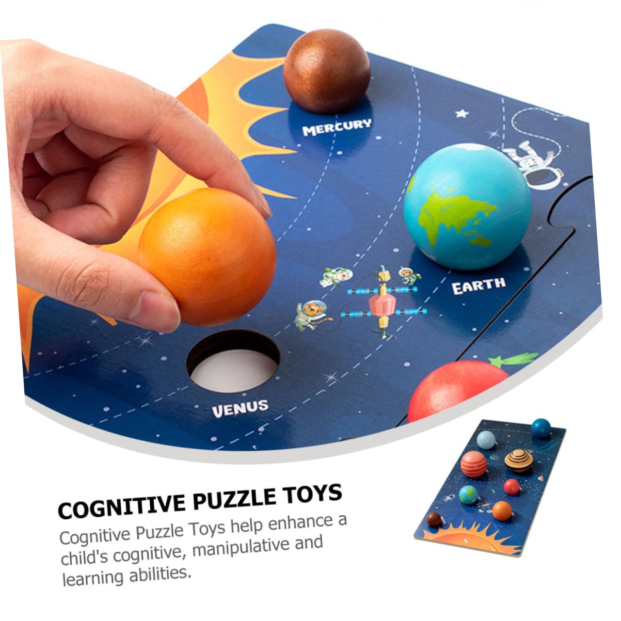 iplusmile Giocattoli del Solare in Legno Puzzle Planetario Educativo per Bambini Prescolari, Modelli Spaziali Afferrare e Abbinare per Sviluppo Cognitivo e Motorio, Set Didattico