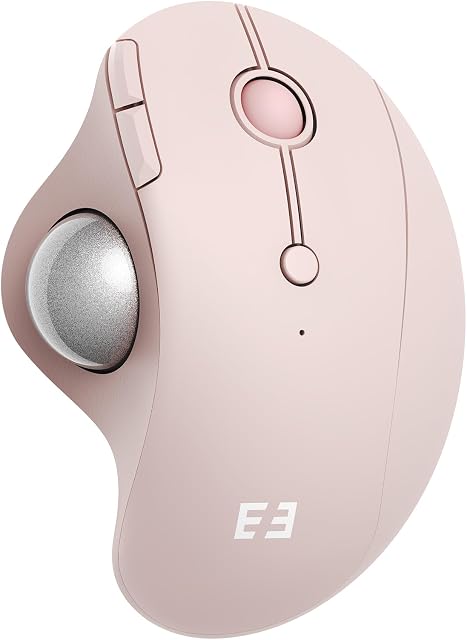Seenda Souris sans fil de trackball, la souris ergonomique Bluetooth de Rollerball rechargeable, 3 Raccordement de l'appareil Mice optique réglable DPI Bouclier de contrôle de la pouce compatible pour PC/Laptop/Windows/Mac - Rose rose