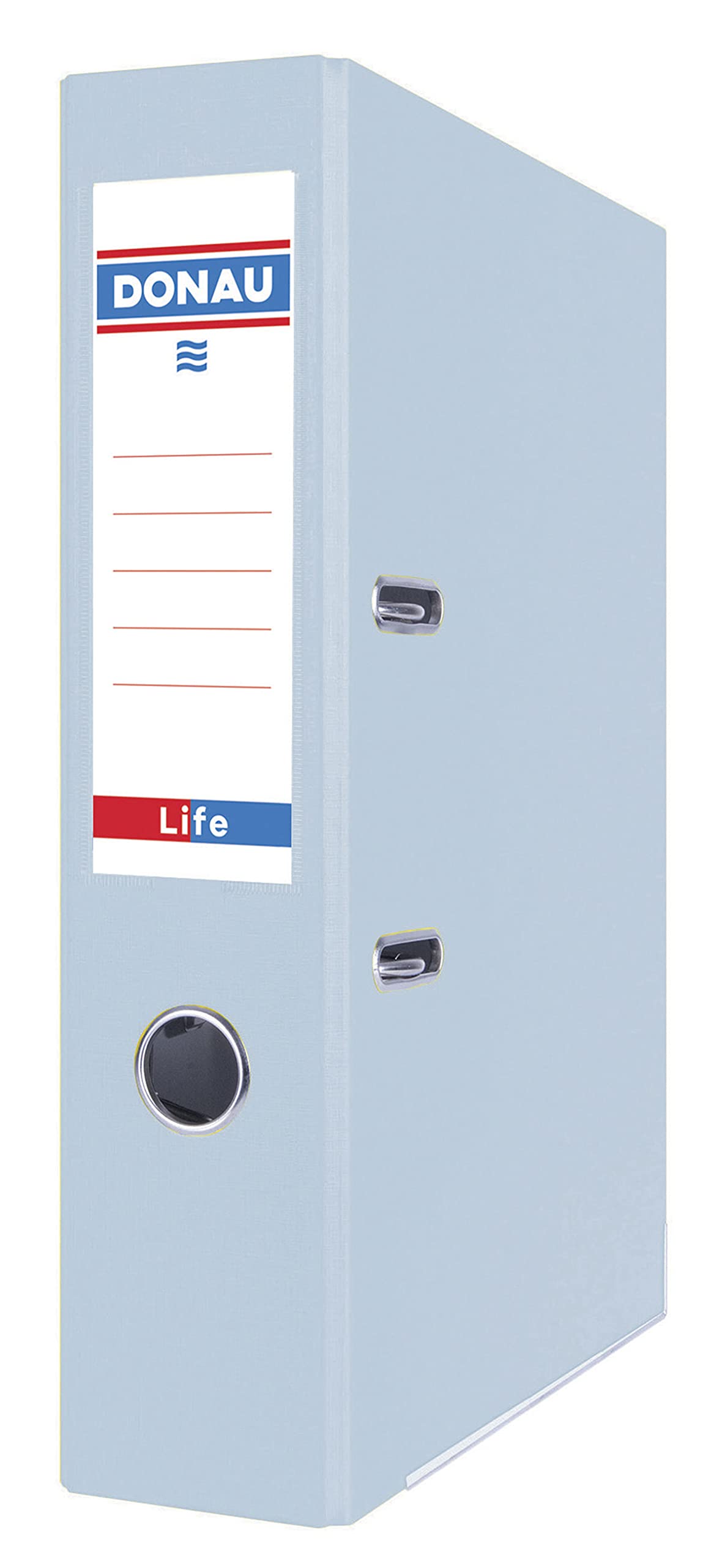 DONAU Lot de 25 classeurs Premium A4/75 mm/7,5 cm Bleu pastel Housse en plastique PP/papier/classeur de bureau en métal Protection des bords/Idéal pour le bureau et l'école/point vert 3966001PL-10