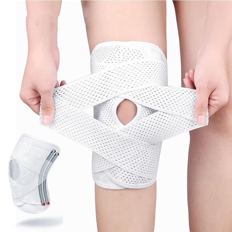 Rodillera con estabilizadores laterales, soporte profesional de compresión de rodilla para hombres y mujeres, rodillera ajustable con almohadilla de
