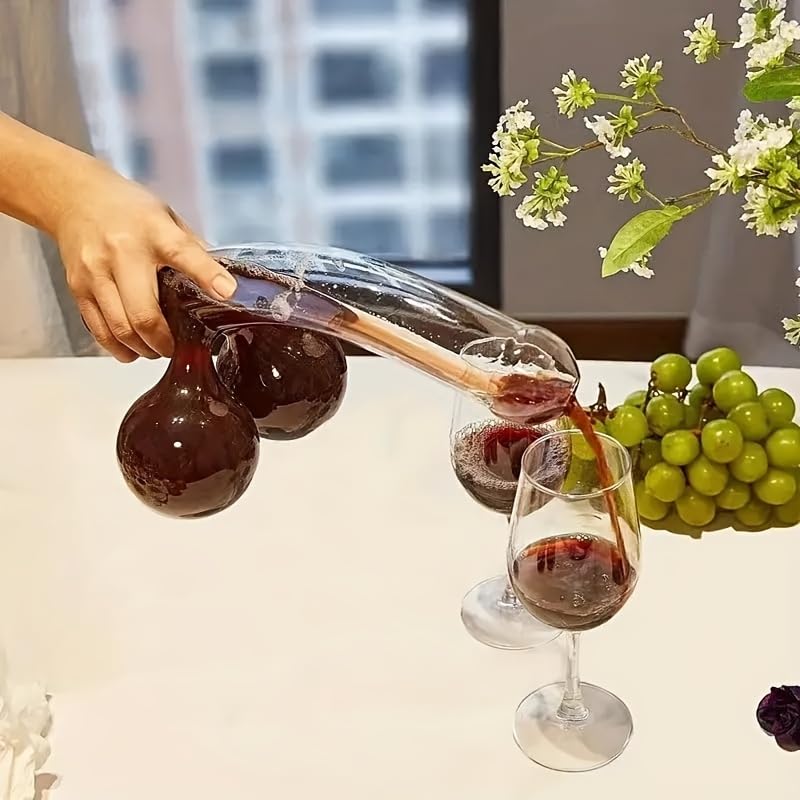 Funny Glass Decanter Set, Wine Decanter Set,Unique Whiskey Decanter,25oz Decanter for Liquor, Cocktails (600ML Majestic Model)
