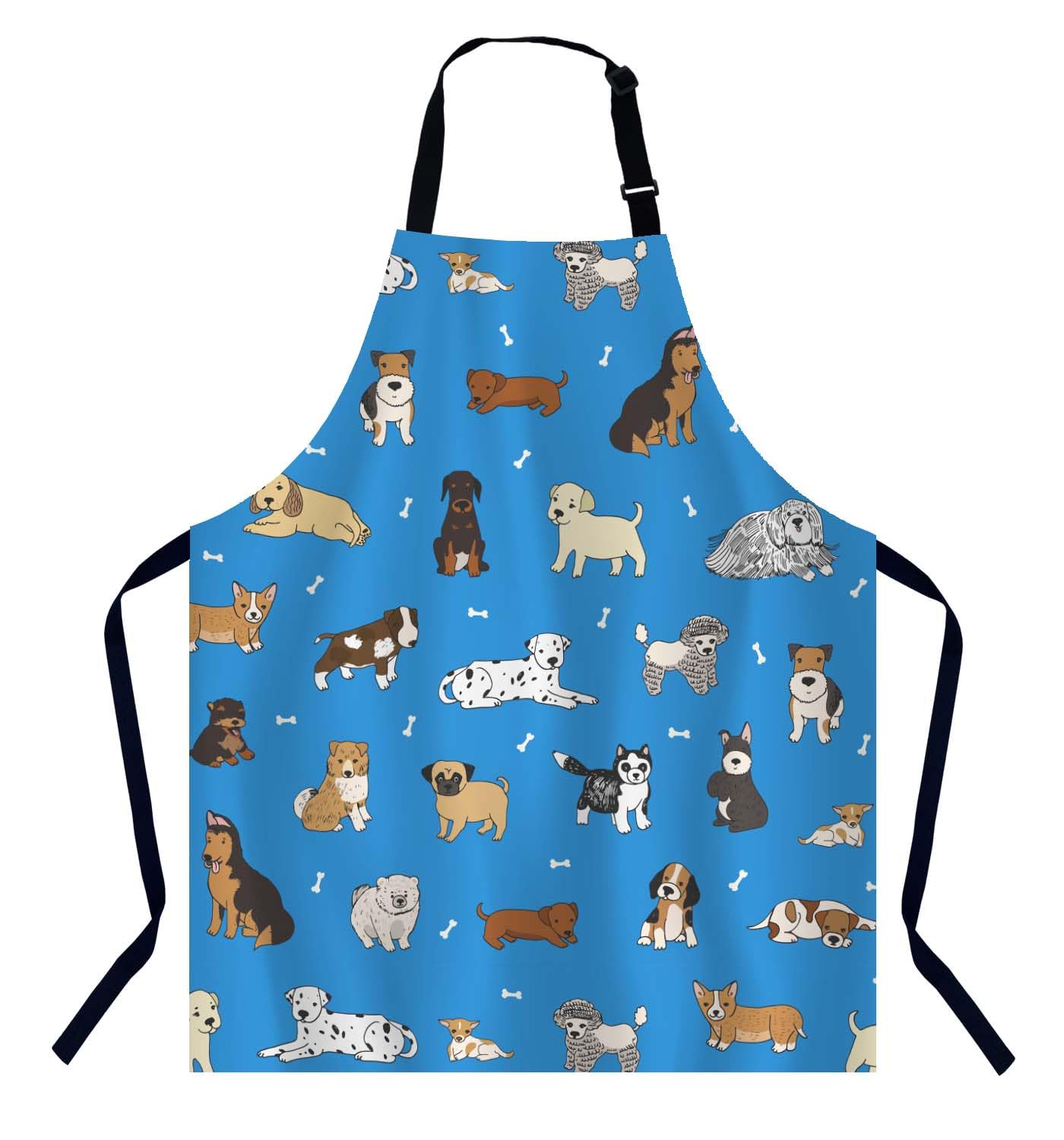 Bgbdeia Women's Cartoon Doodle Puppy Dog Kitchen Apron For Men, Adjustable Apron Chef Bakers Apron Cooking Apron Cooking Baking Gardening