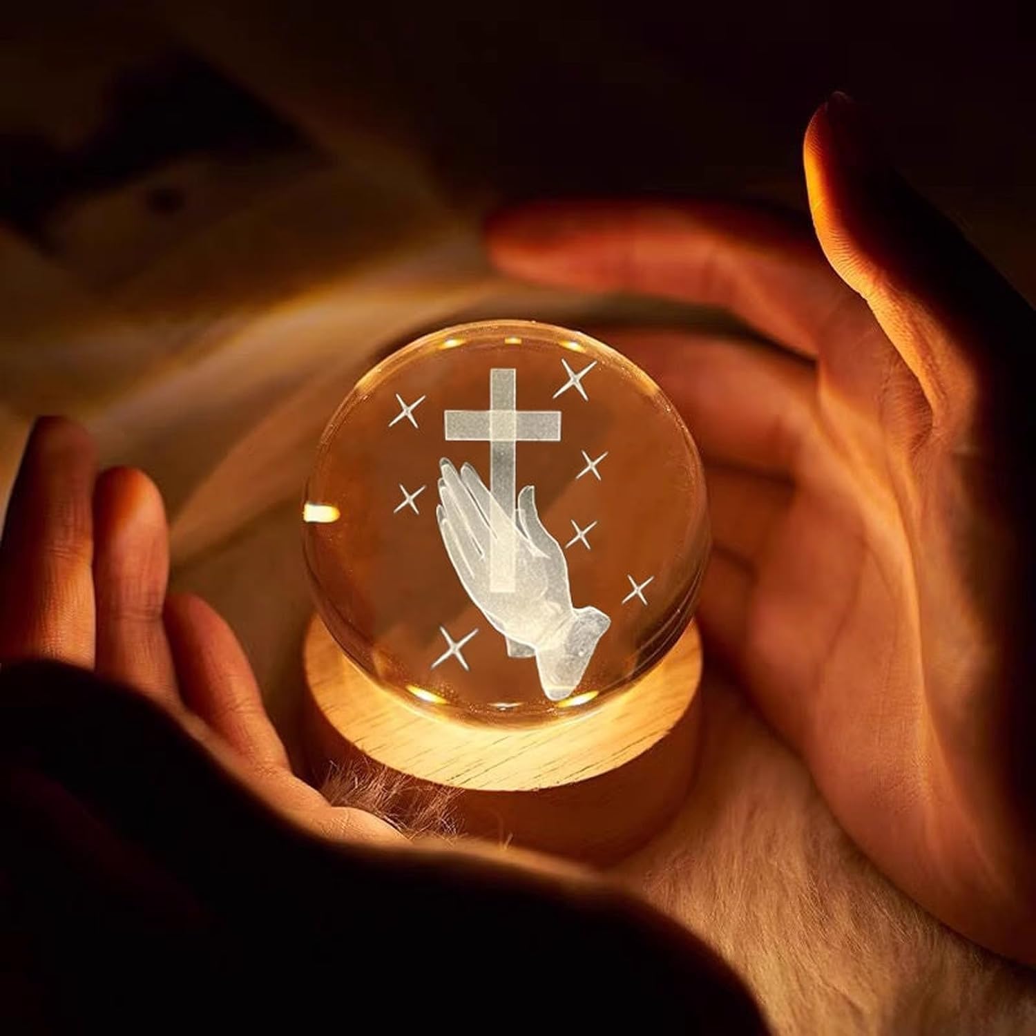 Yardwe Lampada Notturna 3D A Croce Con Gesù, Luce Olografica LED Notturna Regalo Religioso Perfetta Per Casa E Chiesa