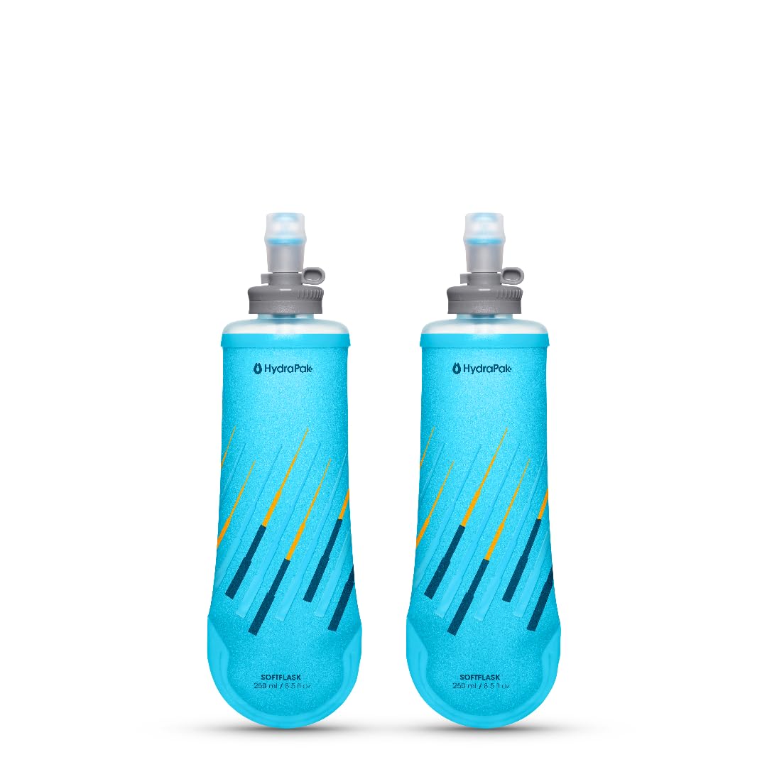 HydraPak SoftFlask 250 ml 2er-Pack – Komprimierbare Ernährungstrinkflasche – BPA-frei, leicht zu öffnende Verschlusskappe, faltbar, leicht