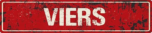 VIERS 4"x18" Red Grunge Style Rustic Vintage Look Affect Novelty Aluminum Street Sign