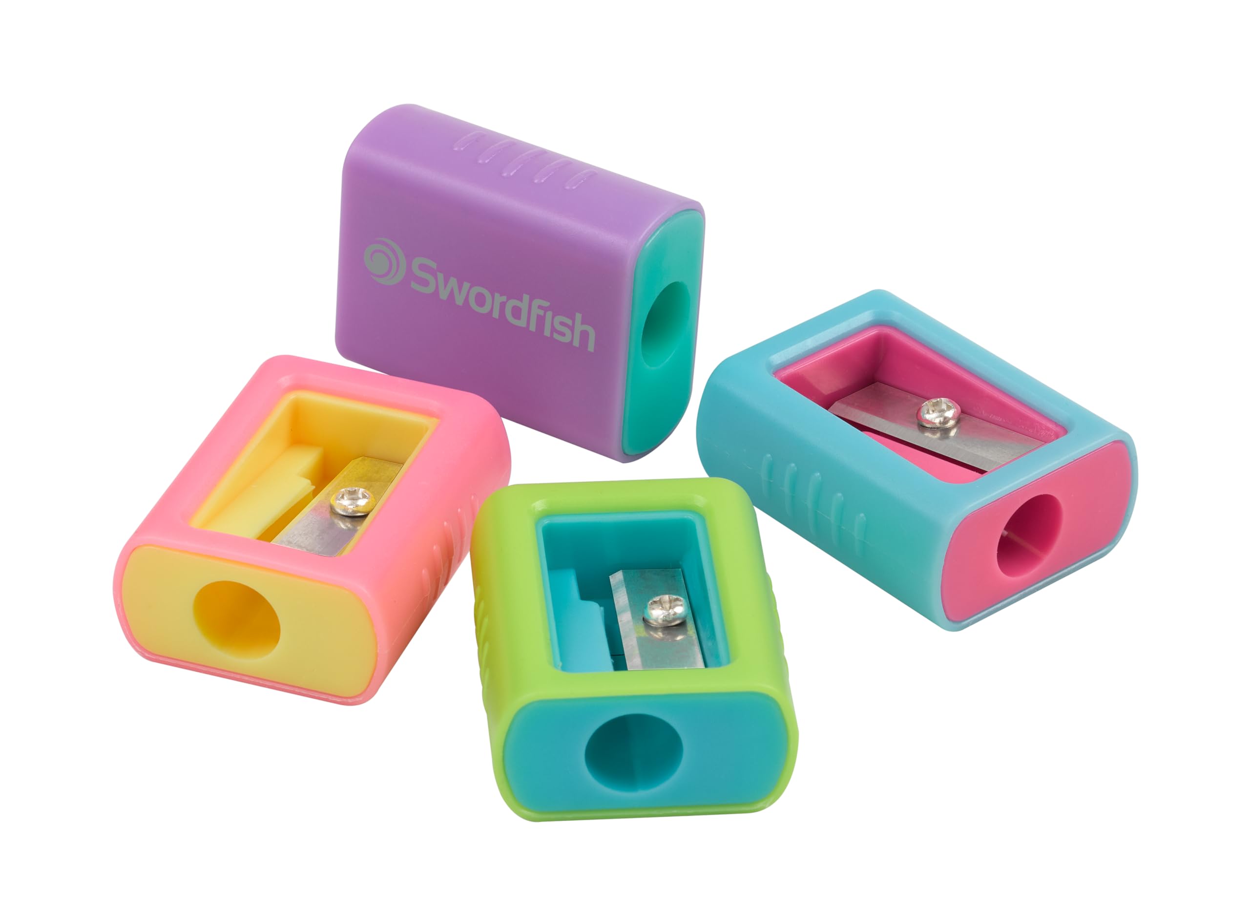 Swordfish ‘Duo Block’ Pencil Sharpener [Tub of 24] Assorted Colours [40385]