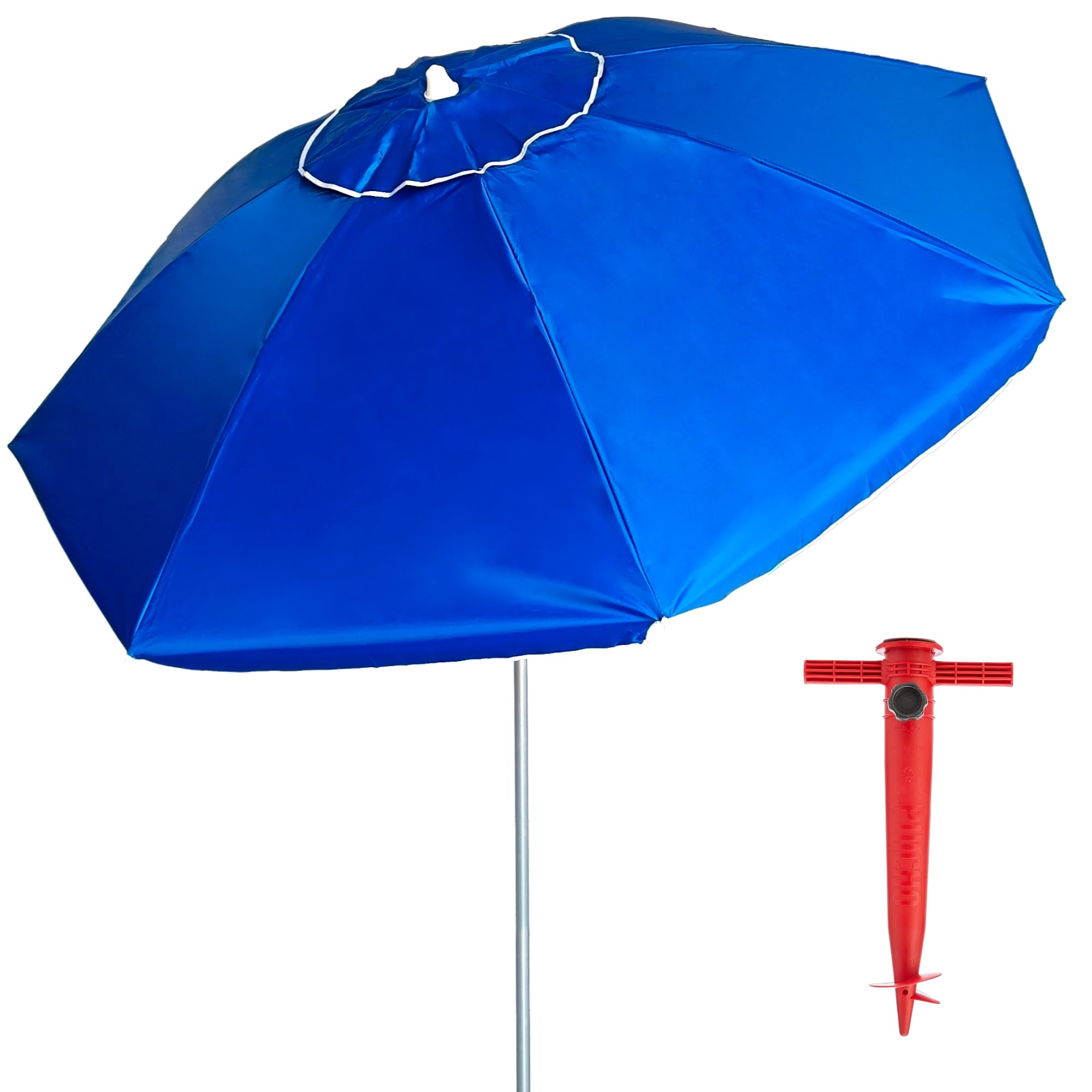 Pincho Sombrilla Playa 180 cm, Aluminio, UPF+50 bloquea 99% de Rayos UV, 8 Varillas de Fibra de Vidrio, Muy Ligera 1,5 kg, Ventana Superior
