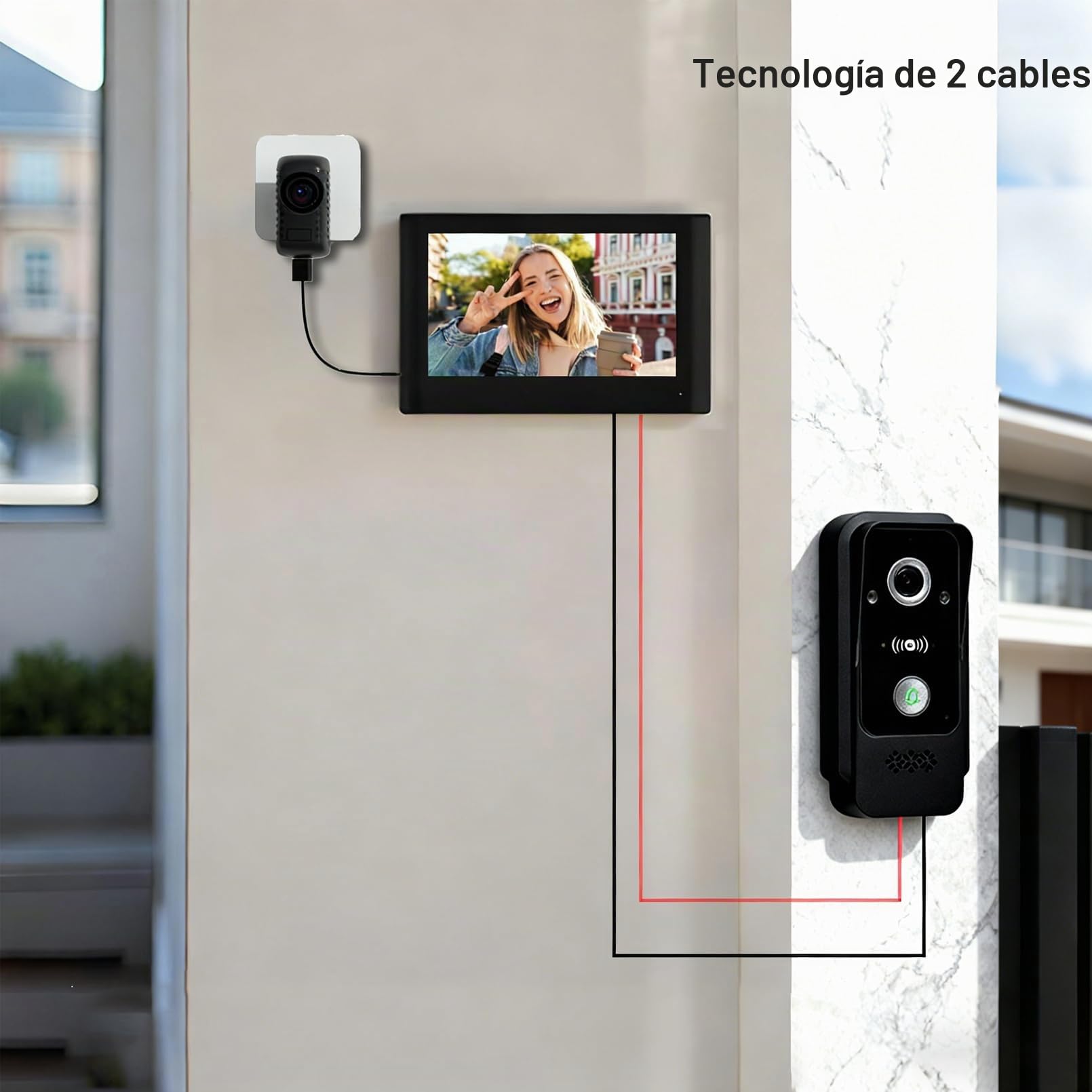 Tuya WiFi Sistema de Videoportero Inteligente de 2 Cables 1080P | Cámara HD,Desbloqueo RFID, Impermeabilidad IP65, Detección de Movimiento,Visión Nocturna por IR
