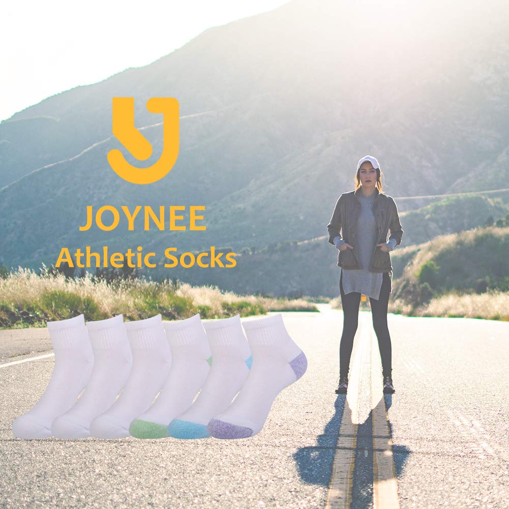 JOYNÉE Calcetines de tobillo para mujer, corte bajo, atléticos, para correr, con cojín, para deportes y uso casual, paquete de 6 pares