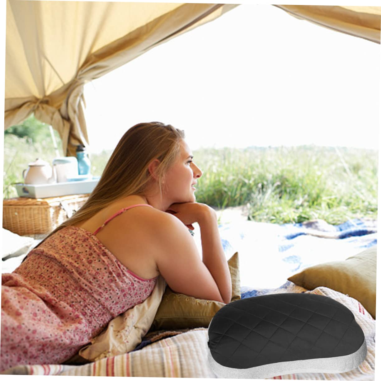 Alipis Cojín Inflable Exterior Almohada Gruesa para Acampar Cojín De Viaje Almohadas para Descansar