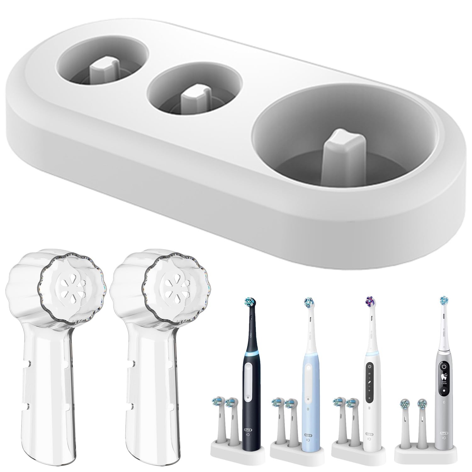 CHOKMAX Elektro Zahnbürsten Halter Kompatibel Mit Oral B und 2 Zahnbürstenköpfen, Zahnbürsten-Organizer für die Aufbewahrung im Badezimmer :