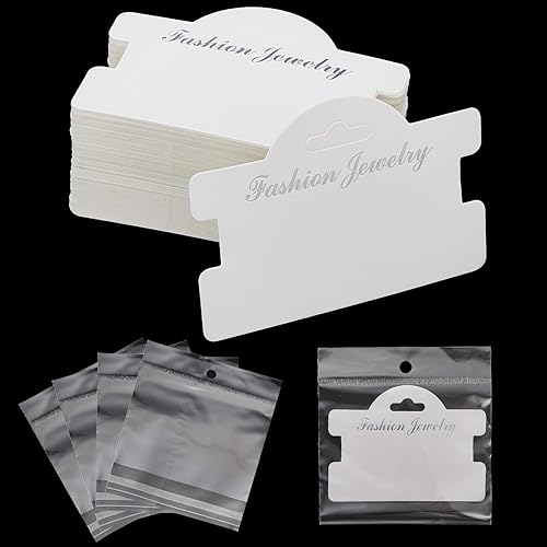 Fulmoon 100 tarjetas de exhibición de pulseras de 3.94 x 2.83 pulgadas, tarjetas colgantes para pulseras, tarjetas de collar para aretes, mostrar