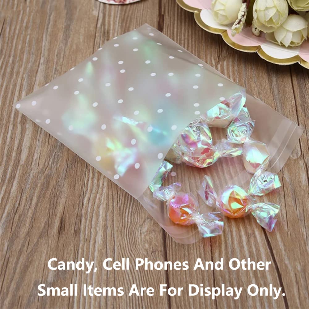TopHomer 16×20CM Bolsas Autoadhesivas de Puntos OPP Bolsas de Galletas Bolsas de celofán OPP Transparentes, Bolsas de Dulces para jabón Chocolate Alimentos 300PCS