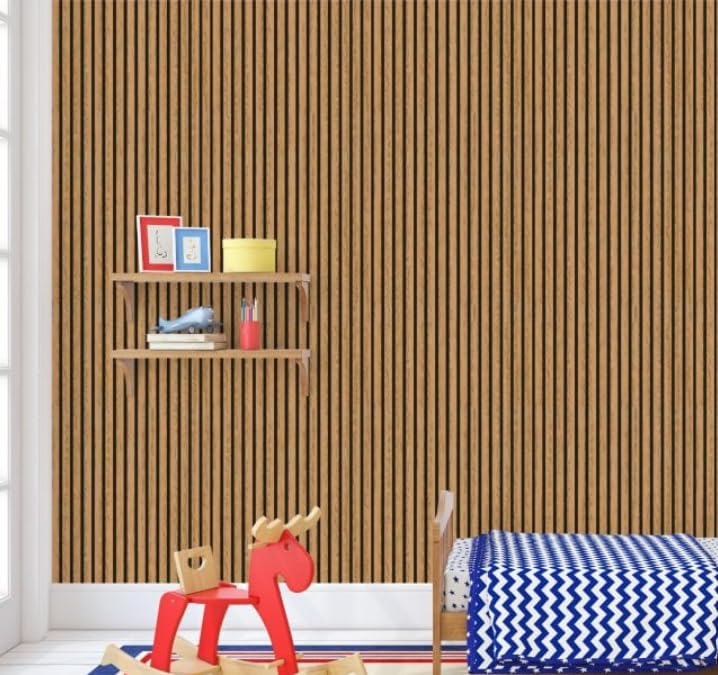 Acoustic Wall Panelling 2400mm x 600mm Decorative 3D Slatted Wood Effect (English Oak) — image 1