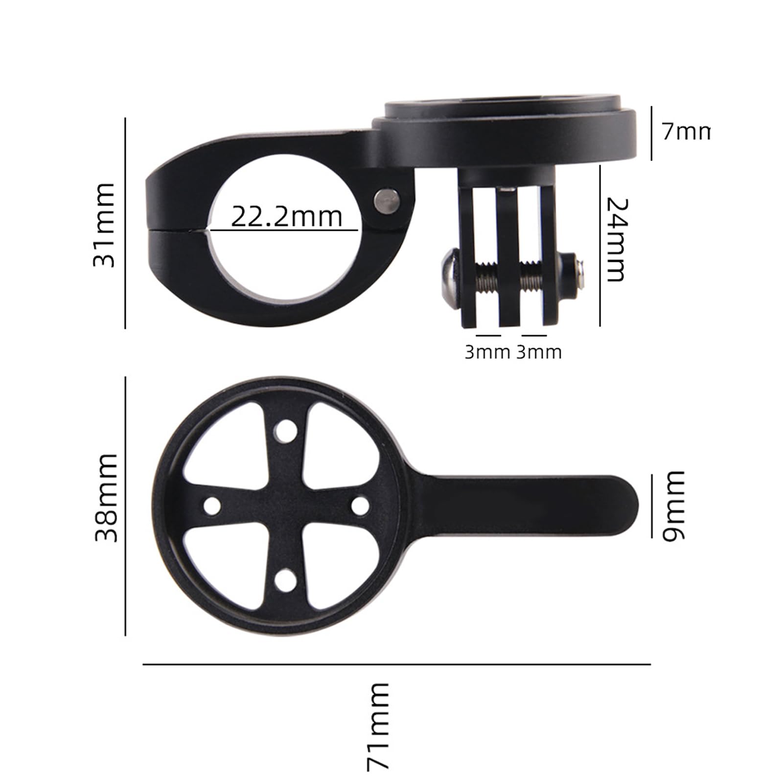 Support TT Pour Wahoo Elemnt / Roam / Bolt V2 – Compatible GoPro Et Lampe, Alu CNC