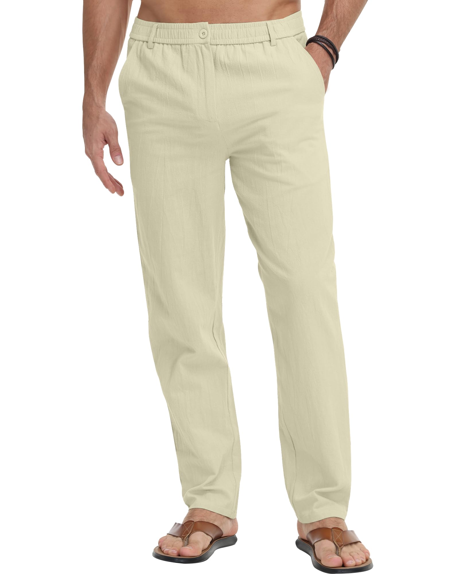 LVCBL Herren Hosen Leichte Sommerhose Lang Freizeithose Strandhose Herrenhosen