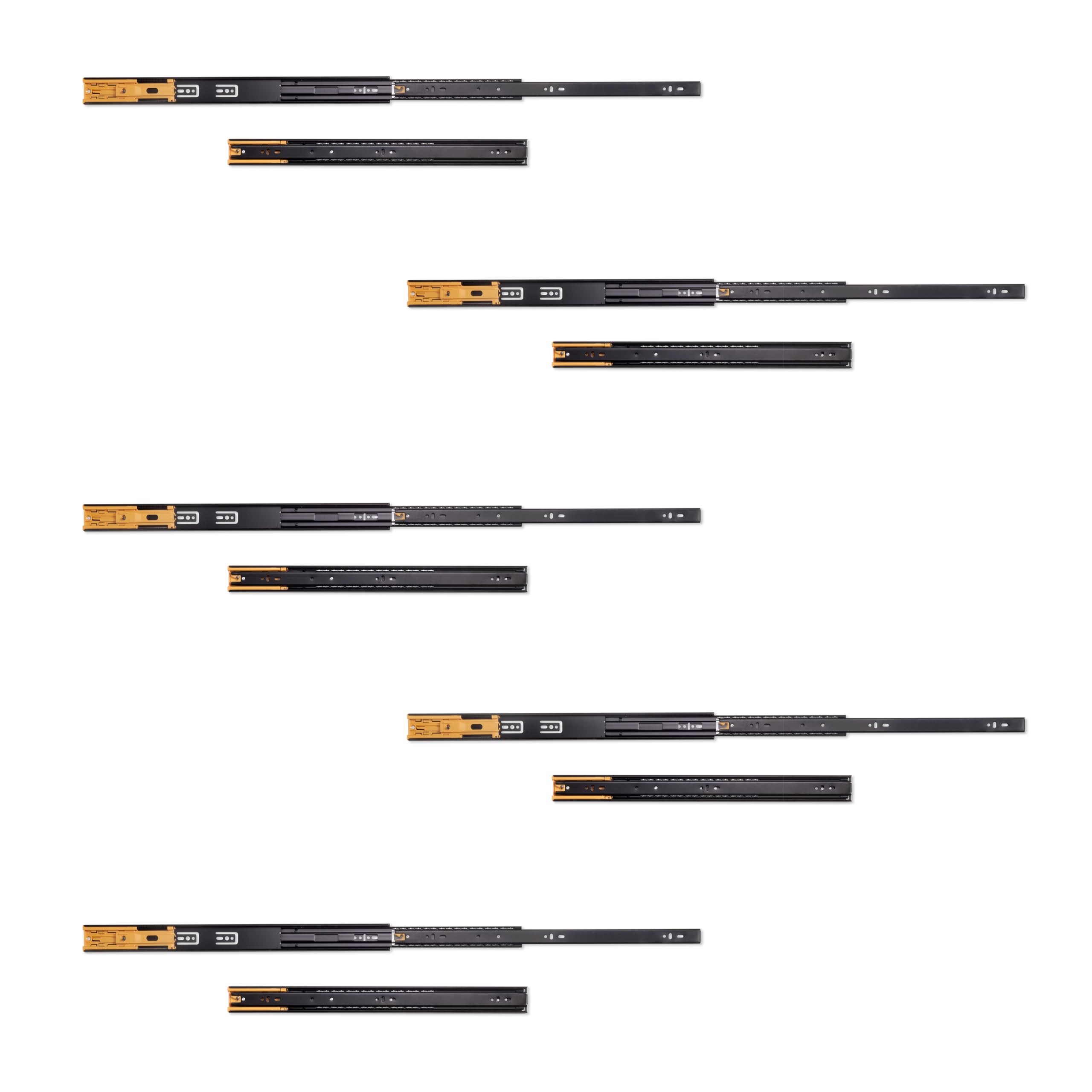 Emuca - Schubladenschienen kugellager 45mmx500mm, Set aus 5 Paar aus schubladenauszug Vollauszug mit dämpfer, Schwarz