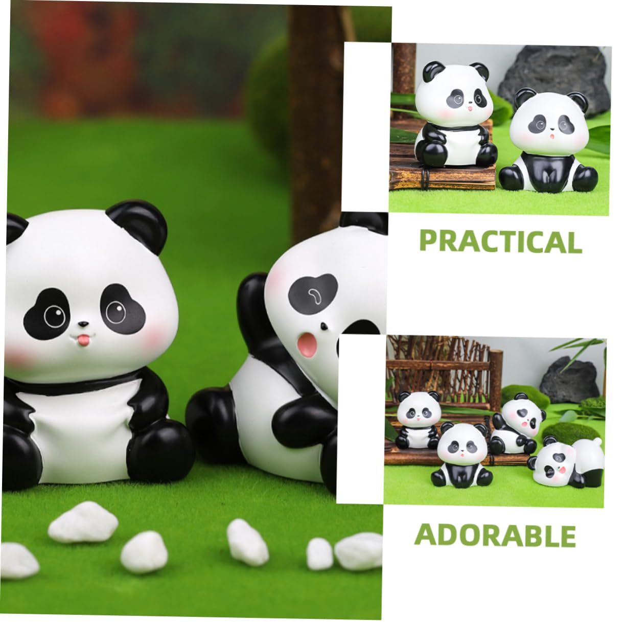 DECHOUS Figurine Panda Commemorative in Resina 4 Pezzi Decorazione