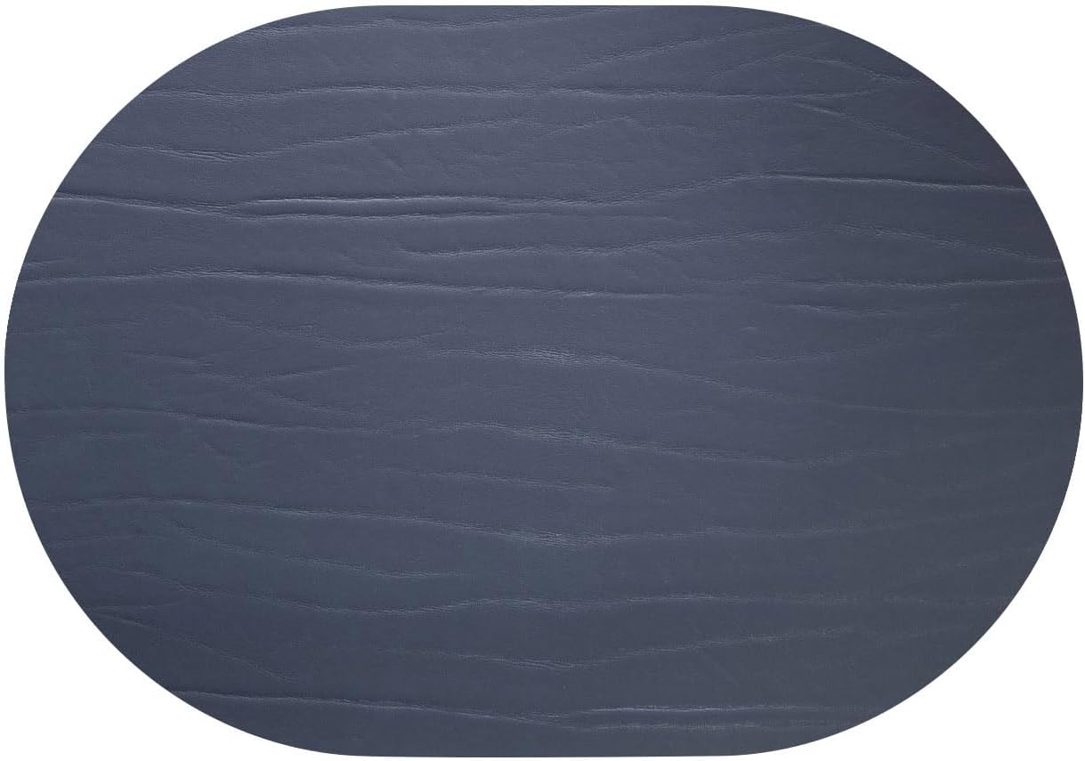 Fortessa Strata Leather Placemat, 13.3 x 16.5 Oval Placemat (Set of 4), Slate