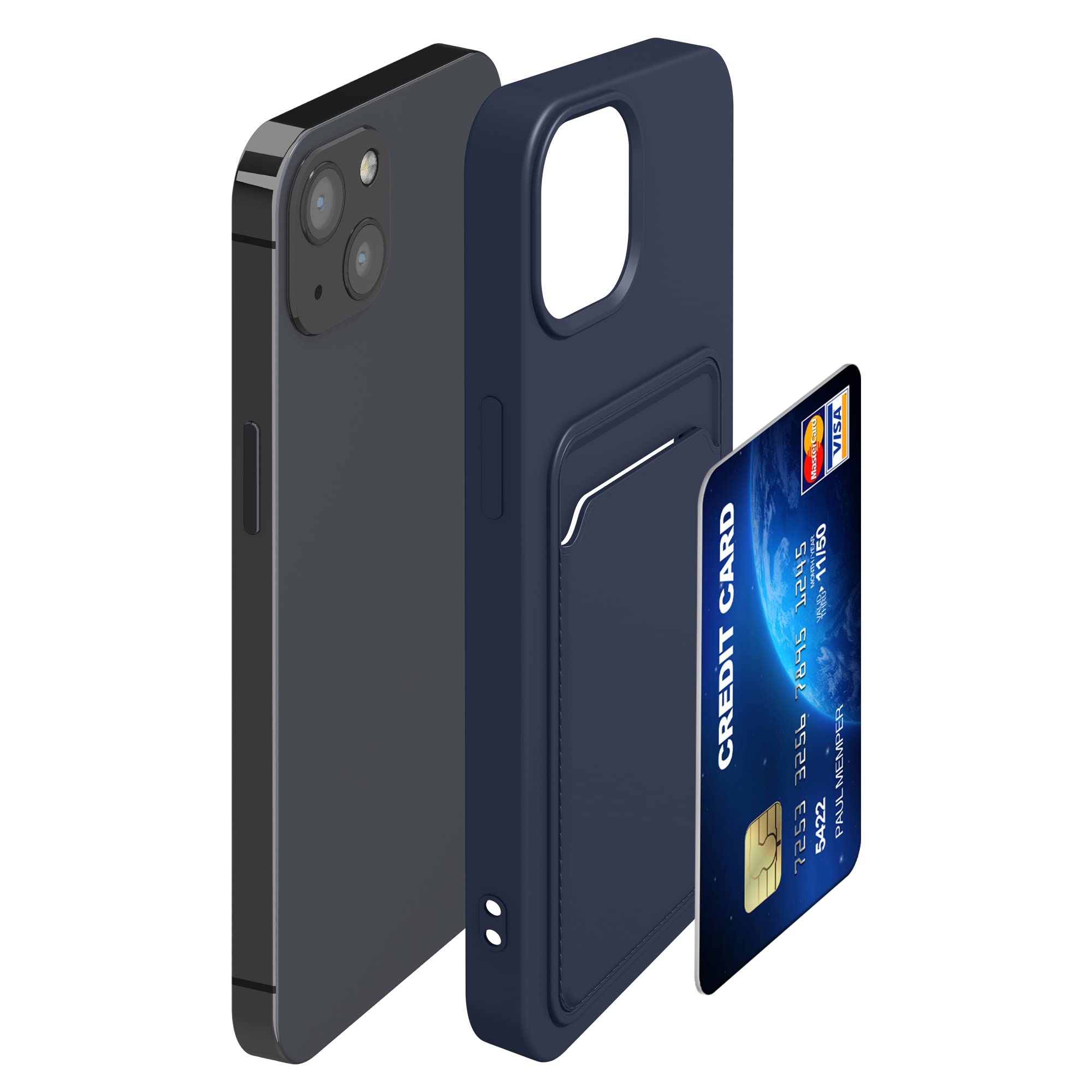 １３ kwmobile Case for Apple iPhone 13 Case with Card Holder - Soft