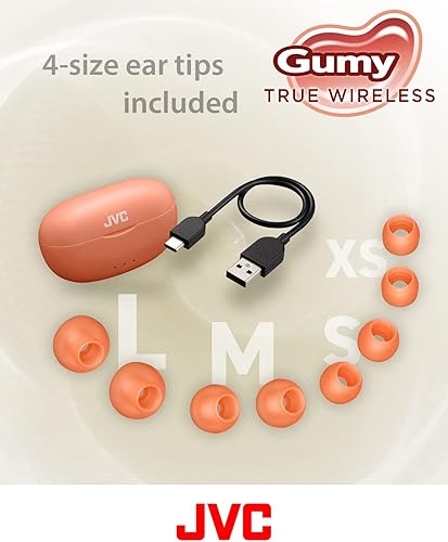 Miniatura 6 de JVC Gumy - Auriculares inalámbricos verdaderos, Bluetooth 5.3, funda de carga, reproducción de 24 horas, IPX4 resistente al agua, cómodo ajuste