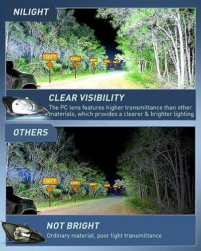 Image of Nilight Headlight Assembly Compatible with 2000 2001 2002 2003 2004 Ford Focus Headlamps Replacement Black Housing Clear Reflector Upgraded Lens Driver and Passenger Side