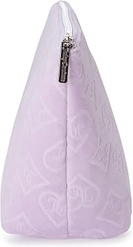 Juicy Couture Lavender Purple Makeup Bag Cosmetics Organizer Travel Essentials Zip Top Wedge Velour Heart Diamond