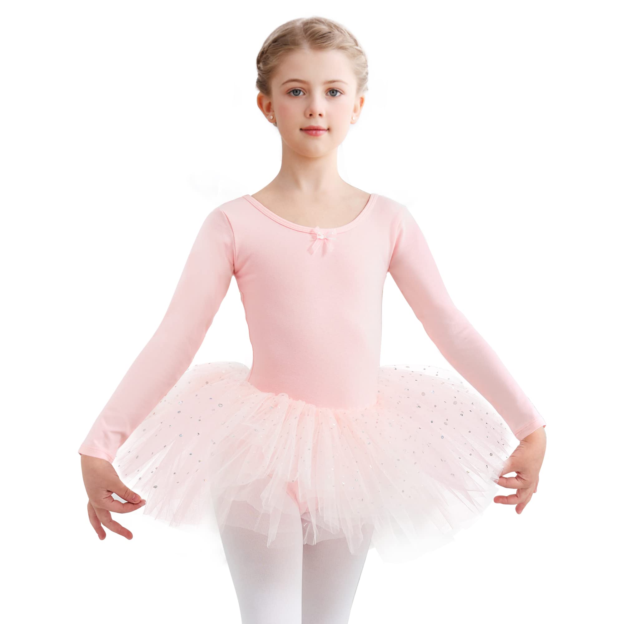 Langarm Mädchen Ballettkleidung Balettkleider balletttrikot mit rock Baumwolle Ballettanzug Ballettkleid Ballett Tütü Tanzkleid