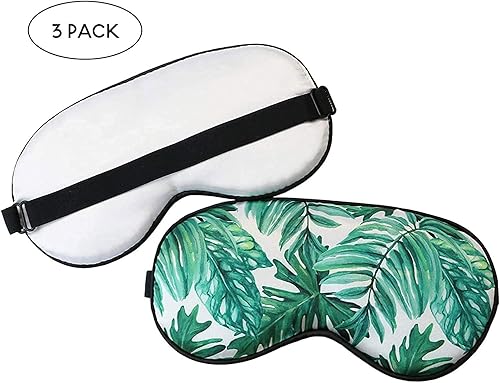 Miniatura 2 de Juego de 3 mascarillas para dormir con hojas de palmera tropicales ajustables y cómodas para mujeres, viajes, damas de honor y despedidas de soltera