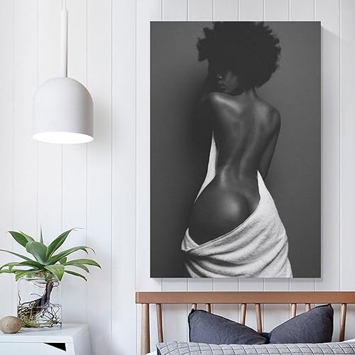 Miniatura 5 de MQISNOHA Póster de arte de pared sexy de mujer negra negra afroamericana, pinturas artísticas en lienzo, decoración de pared, decoración del hogar,