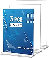 Dooiclear 3 Pack 8.5x11 Acrylic Sign Holders - Clear Double-Sided Menu Flyer Display Stands for Restaurant Office Store