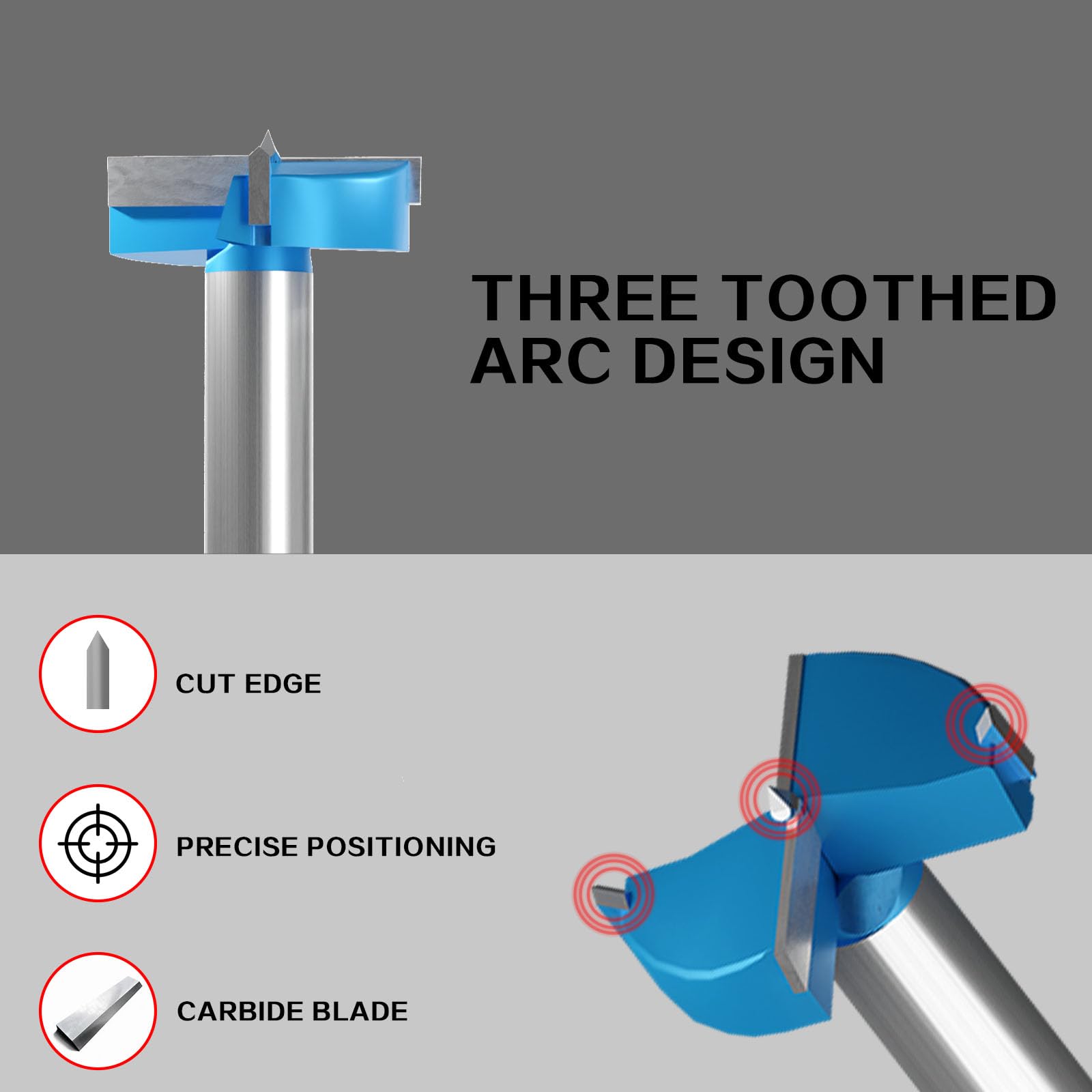 Forstner - Broca de 3/5 pulgadas (15 mm), brocas Forstner para carpintería, carburo de tungsteno, abridor de sierra de madera, broca hexagonal con profundidad de ajuste, 1 llave Allen