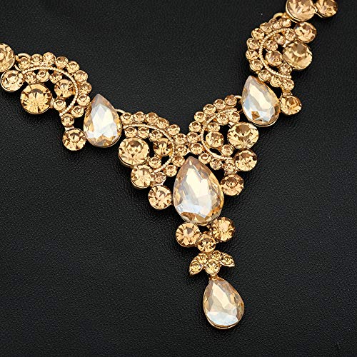 CSY Elegant Crystal Necklace Earrings Bracelet Ring Bridal Wedding Party Costume Jewelry Sets for Brides Women4