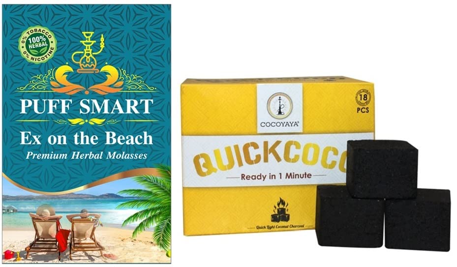 Premium Herbal Flavor Ex On The Beach With Quick Coco Coconut Charcoal_18pcs Combo (100% Tobacco And Nicotine Free)