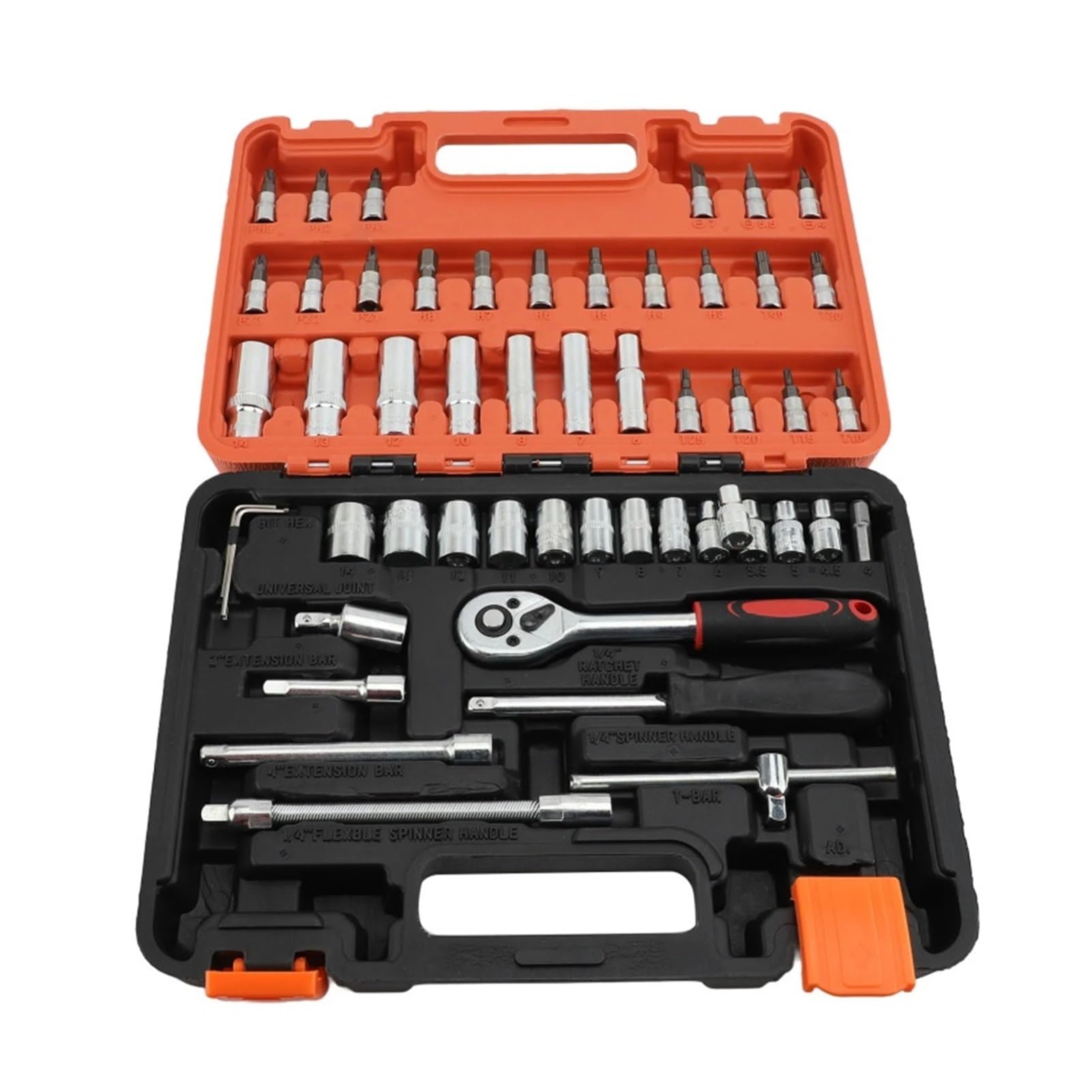 Hiverni car Repair Tools 53Pcs Professional Socket Wrench Set, Steel Ratchet Tools with Box for Auto Repair