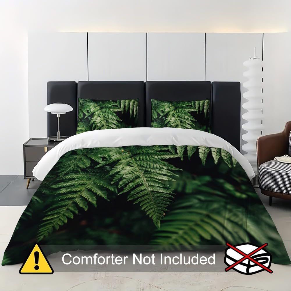 Liście Roślin Dżungli Poszwy na kołdry 220x220 cm Zielona poszwa na kołdrę 3 sztuki Miękkie hipoalergiczne zestawy pościeli z zamkiem błyskawicznym dla dorosłych 2 poszewki na poduszki