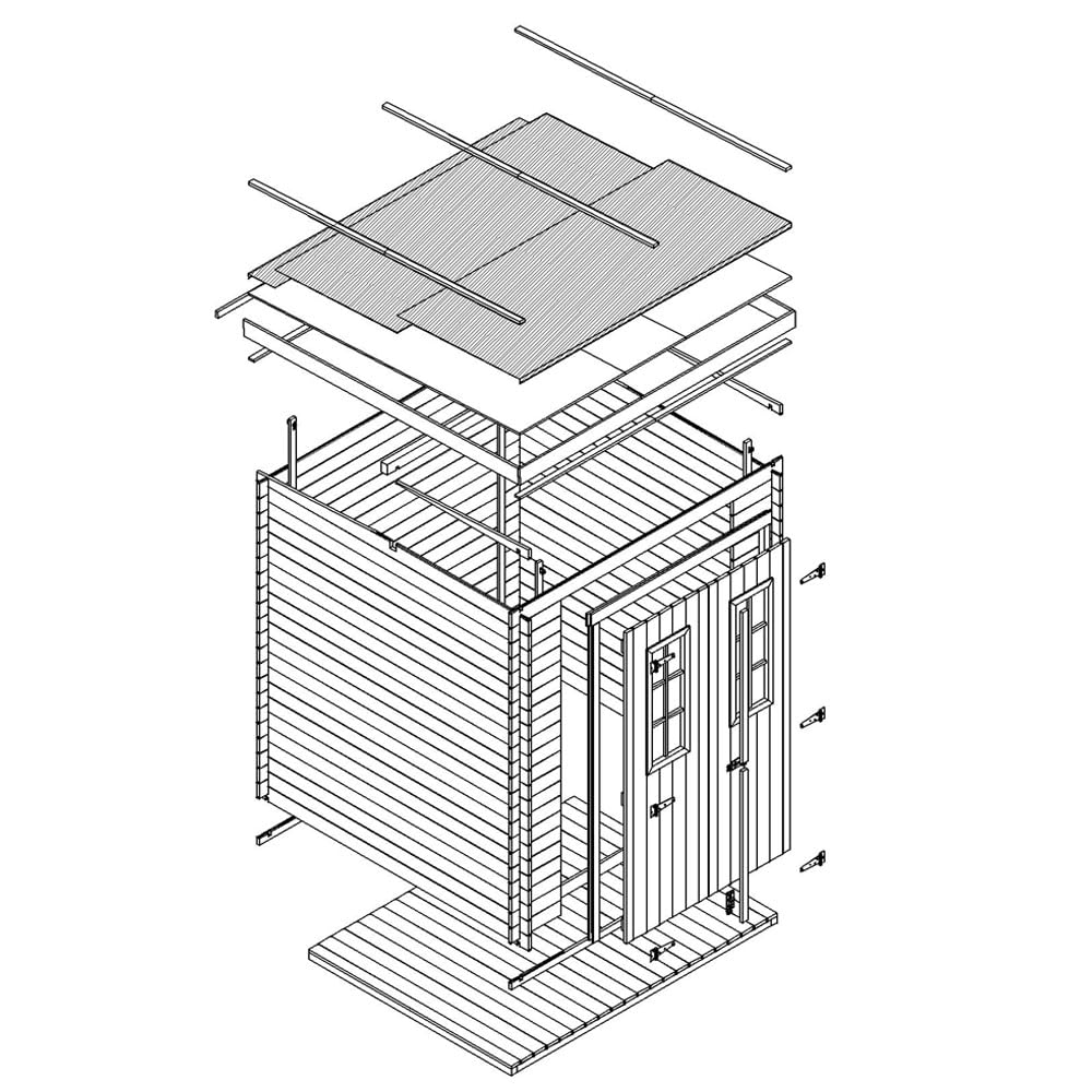Drewniany domek ogrodowy - Przechowywanie na zewnątrz l204xW204xH200 cm/3,53 m2 - Mała szopa na narzędzia, przechowalnia rowerów - TIMBELA M309C