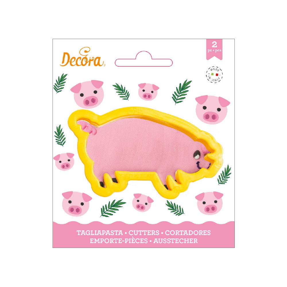 Decora 0255211 Tagliapasta Maialino Rosa, In Plastica, Perfetto per Creare Decorazioni in Pasta di Zucchero o di Gomma, Made in Italy, Design originale. Confezione da 1 pezzo.