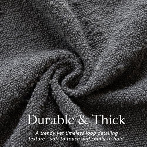 Image of Foindtower Pack of 2 Textured Boucle Throw Pillow Covers Accent Solid Decorative Lumbar Pillow Cases Woven Couch Cushion Case for Sofa Living Room Home Decor, 12 x 20 Inch,Dark Grey